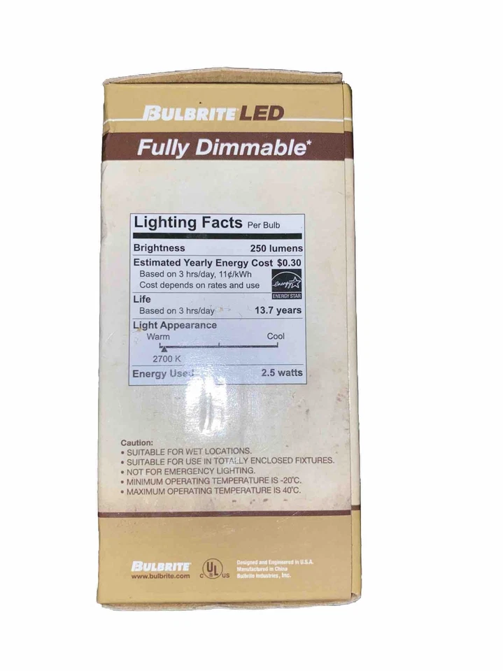 Bulbrite 776774 Fully Dimmable LED Filament Clear A19 2700K Medium Base - Image 2 of 4