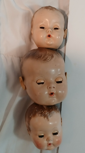 Vintage 1940's Effanbee 15" Dy-Dee Baby Doll Rubber Body Ears + 3 Extra Heads - Picture 7 of 23