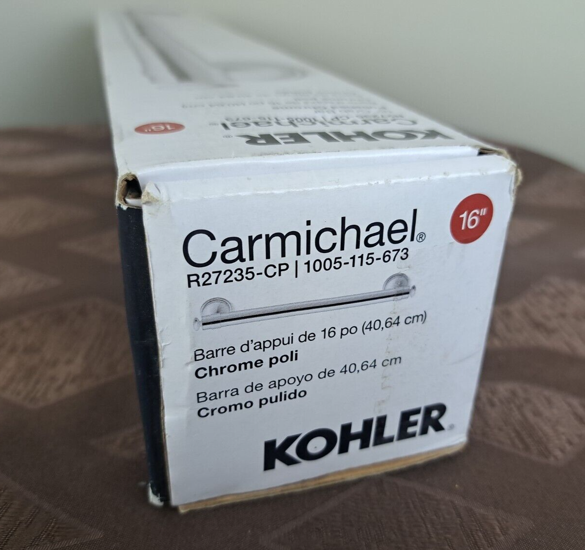 NEW Kohler Carmichael 16" Grab Bar ADA 500lbs POLISHED CHROME R27235CP