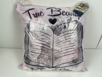 NWT Disney Beauty & The Beast  True Beauty Is Found Within  Floral Pink Pillow