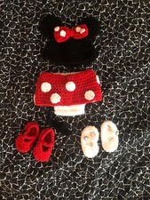 Handcrafted Crochet Disney Minni Mouse Newborn Outfit And Shoes
