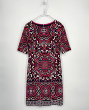 Eliza J Dress Womens 2 Pink Blue Geometric Print Shift Back Zip Colorful