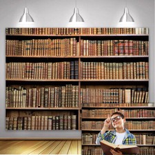 Vintage BookShelf Backdrop Photo Video Zoom Conference Study Bookcase Background