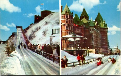 Sledding, Winter Sports, Dufferin Terrace, Quebec, Canada - Postcard