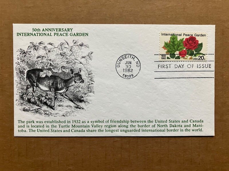 1982 20c International Peace Garden 2014 KMC Venture First Day Cover LE / 500
