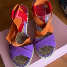 scarpe donna estive zeppe alte colorate con elastici sul collo del piede