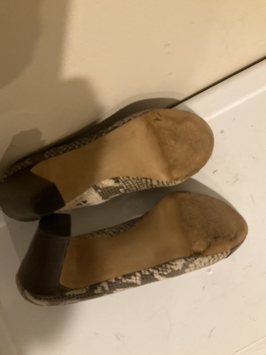 Fossil Monica high heel cap toe snakeskin brown leather heels women’s size 8.5 - Afbeelding 15 van 21