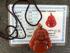 NEW CERTIFIED*RARE*GORGEOUS RED CARNELIAN JADE稀有天然玛瑙红玉佛公BUDDHA NECKLACE — photo 5