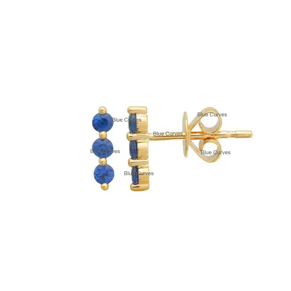 Aretes pequeños trío piropo granate genuinos en joyería de oro amarillo sólido de 14 k Foto 3 de 3