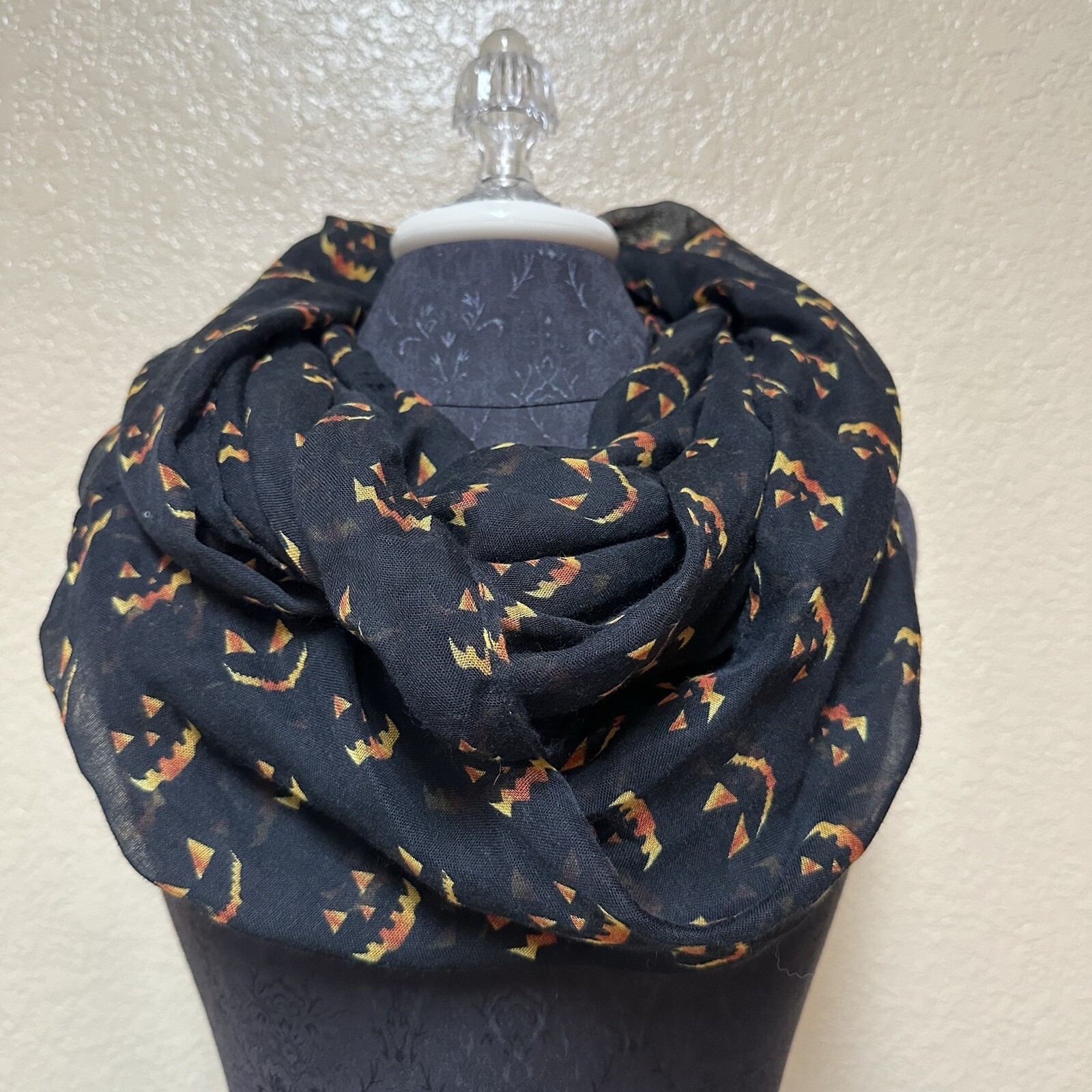 Jack O Lantern Lightweight Infinity Scarf One Size Halloween Spooky