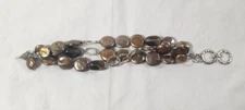 SILPADA B1850 Sterling Silver, Bronze Coin Pearl, Smoky Quartz Toggle Bracelet