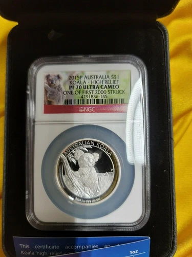 2015P Australia HIGH RELIEF 1oz Silver Koala NGC PF70 CASE/COA ONE OF FIRST 2000