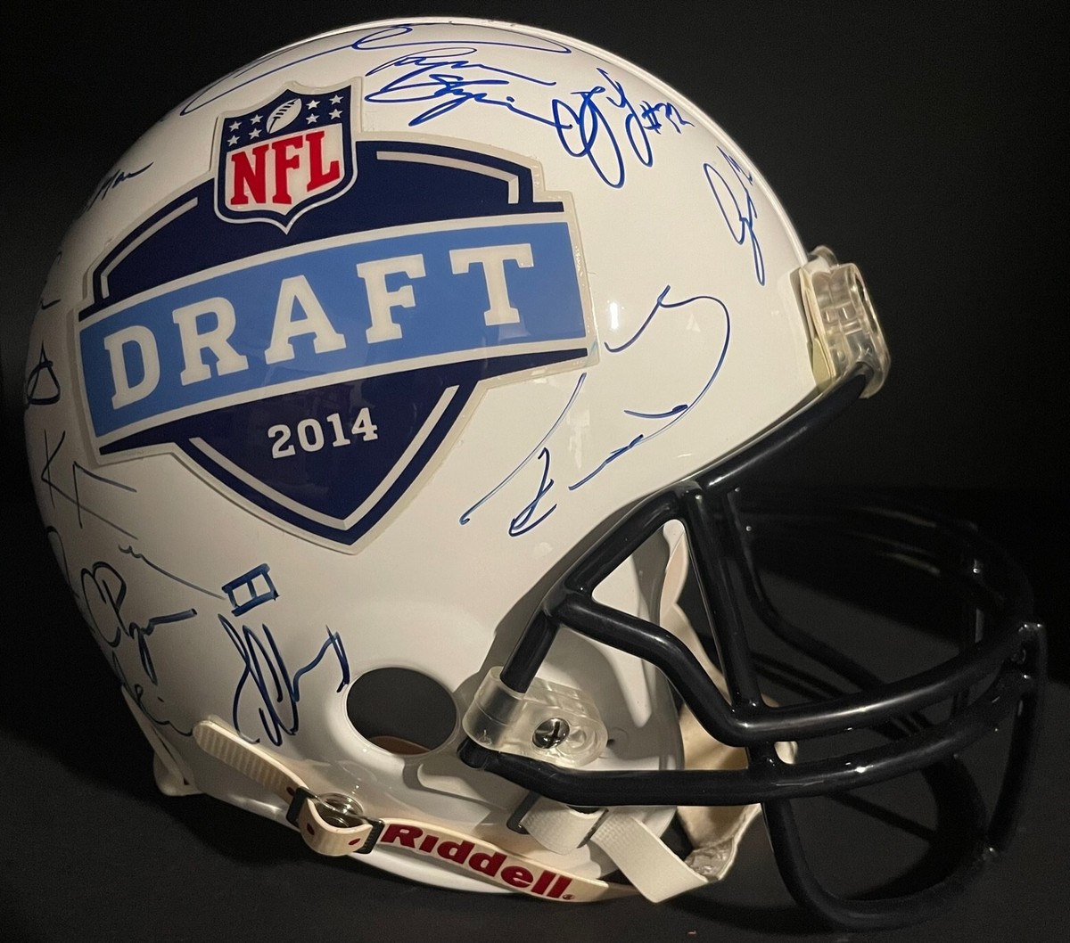 2014 NFL Draft Multi Autographed Signed Helmet Evans Mack Manziel PSA Football 2014 NFL Draft Multi Autographed Signed Helmet Evans Mack Manziel PSA Football