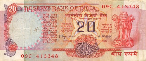 India 20 rupie ND. Banconota circolata 1970 P 82a serie 09C MPCH - Foto 1 di 2