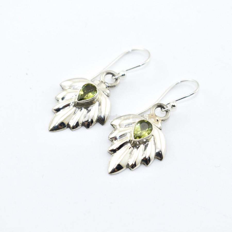 Pendientes de peridoto natural para mujer hechos a mano 925 regalo de plata d...