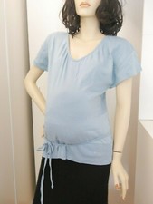 Tee shirt col V MC grossesse coton bio BETTINA T 2 bleu ciel Cherry on the cake