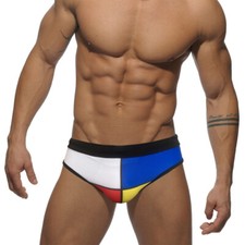 Men's Triangle Low-rise Swimming Trunks Casual Speed Dry Stripe Sports Trunks
