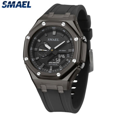 SMAEL Men Sport Watch Alarm Stopwatch Digital Wristwatch Rubber
