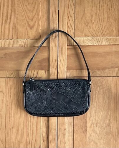 Vintage (?) Small Black PUMA Handbag Shoulder Bag Evening Purse ACNJJ