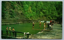 Postcard New York Divers & Swimmers Stoneybrook State Park Dansville AE7