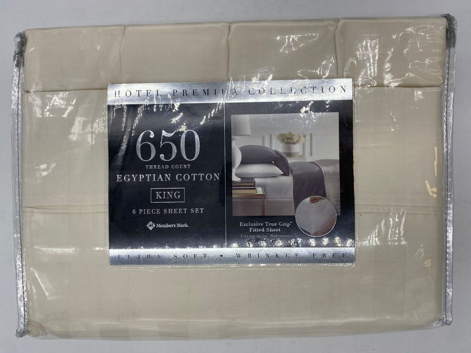 650Tc King Sheet Set Ivory - Stripe 