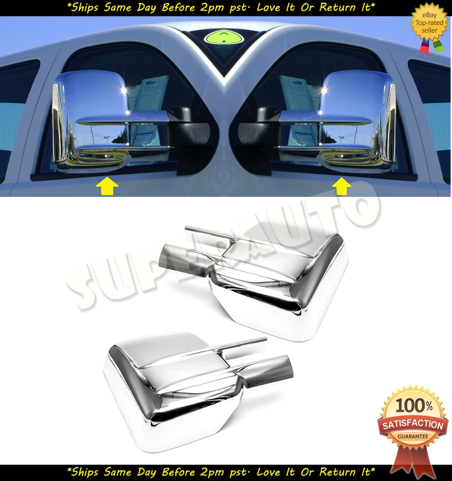 Juego de espejo retrovisor de remolque + cubierta de manija HD para Chevy Silverado Sierra 1999-2014 de alta resistencia Foto 3 de 4