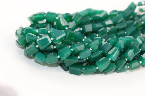 14'Long Natural Green Onyx Faceted Nuggets Beads 7-10 MM Making Gemstone Jewelry - Imagen 3 de 4