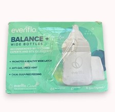Evenflo Balance Wide Baby Bottles 6- plastic Pack 6 Oz BPA-Free Anti-Gas Design