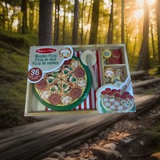 Melissa  Doug Pizza Party Wooden Pretend Play Kids Toy Food 63 Pieces 