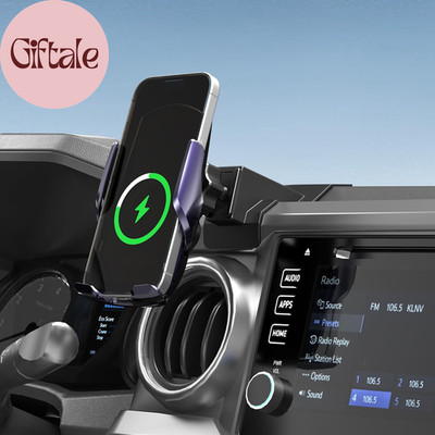 Car Phone Mount for Toyota Tacoma 2016 2023, 15W Wireless Fast Charging Auto-Cla