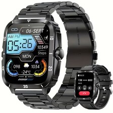 New 2.1 inch Smartwatch Black 2 Bands, Android  IOS Compatible