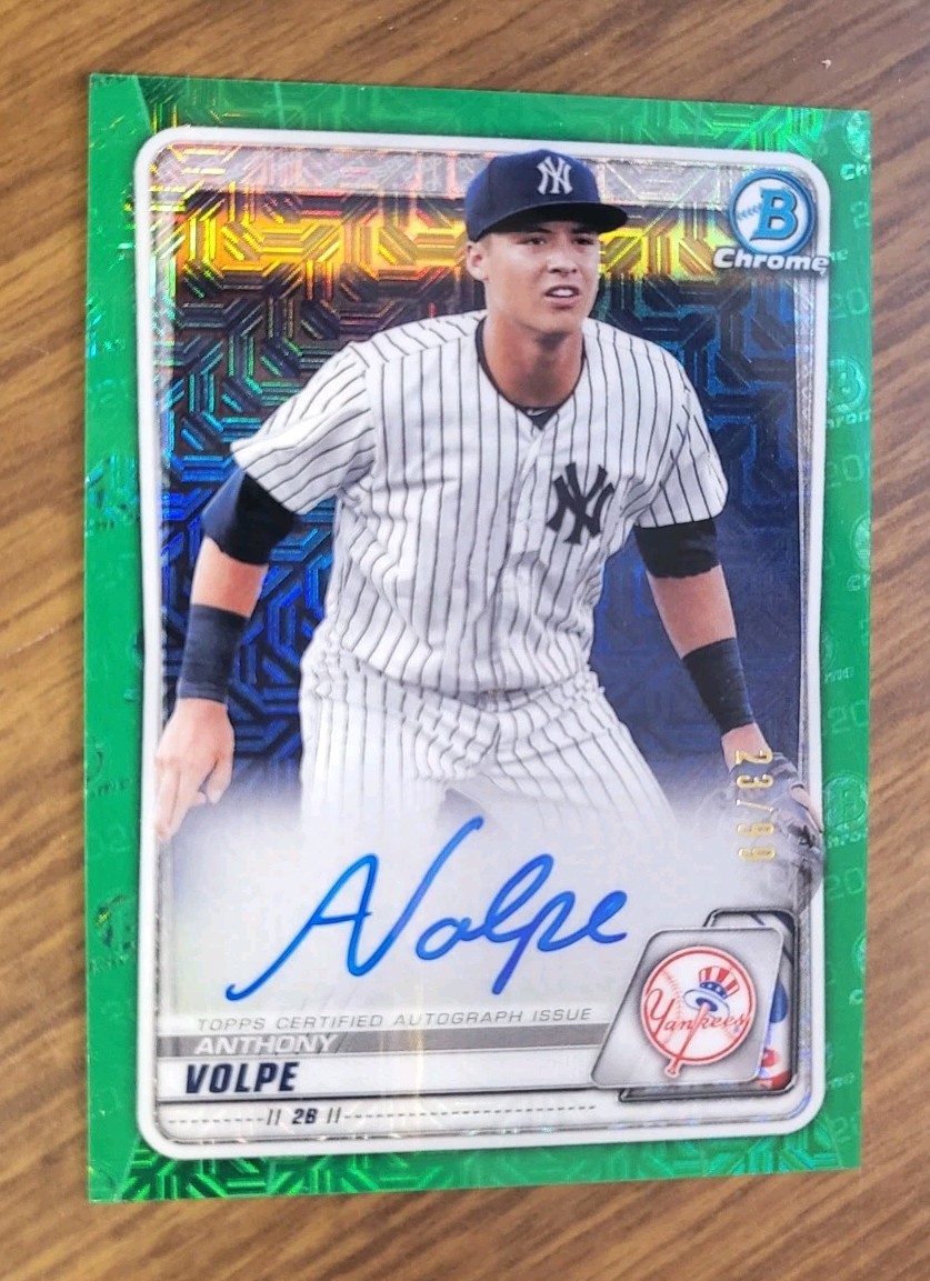 2020 Bowman Chrome Anthony Volpe SP Green Mojo Auto Autograph #23/99 Yankees