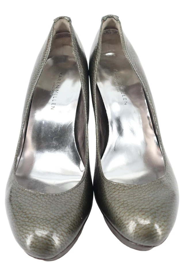 Karen Millen Escarpins Femme Vert Cuir Élégant Luxe (EU 37) - Photo 2/4