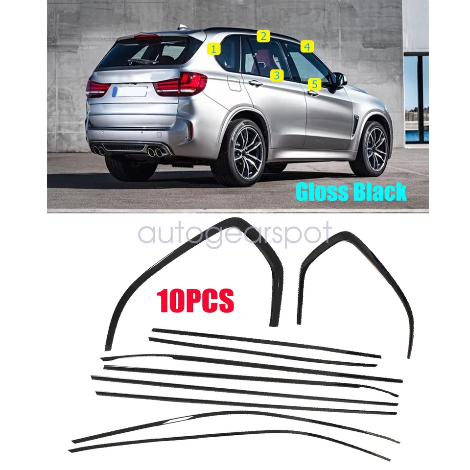 Negro brillante para BMW X5 F15 2014-2018 alféizar de ventana de coche moldura tira cubierta embellecedor Foto 3 de 4