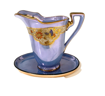 RARE~ NORITAKE MORIMURA  ~M~ CREAMER WITH PLATE Hand Painted ANTIQUE