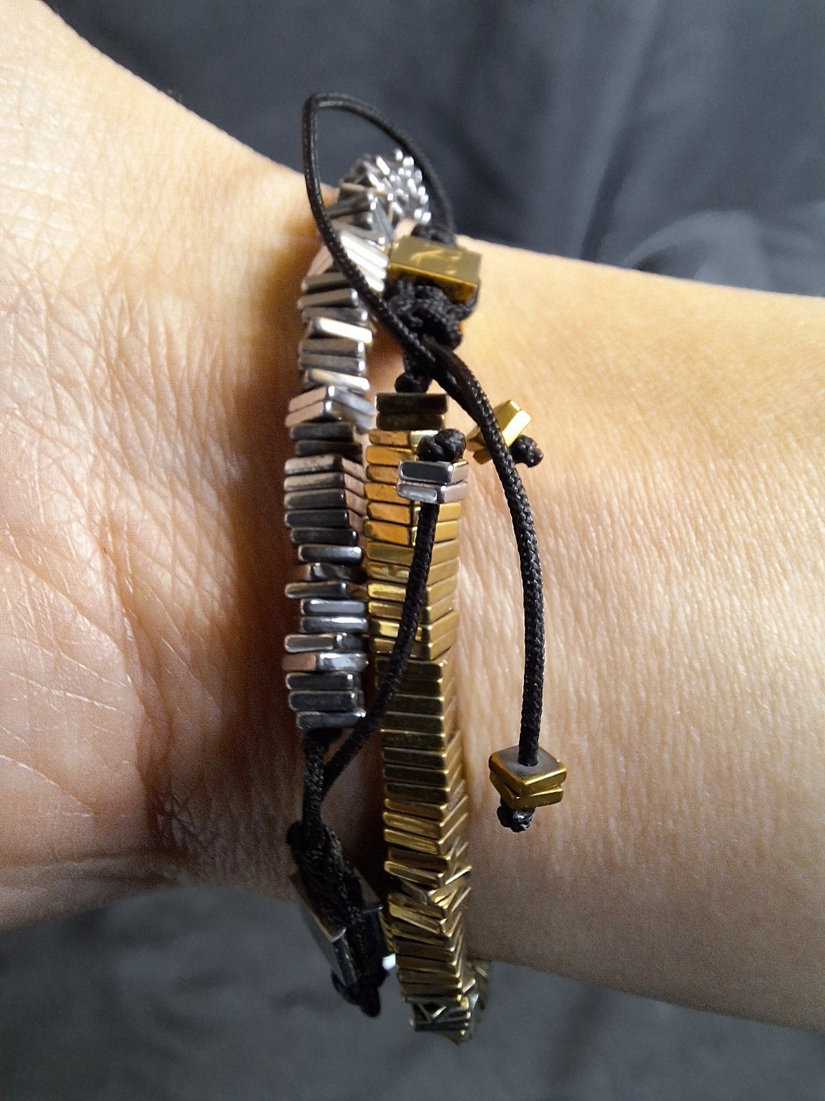 2 Unique RUSTIC Cuff Adjustable Cord Bracelets Go… - image 5