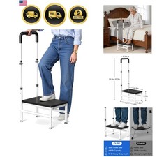 Step Stool with Handle for Adults and Seniors, Heavy Duty One Step Wooden Pla...