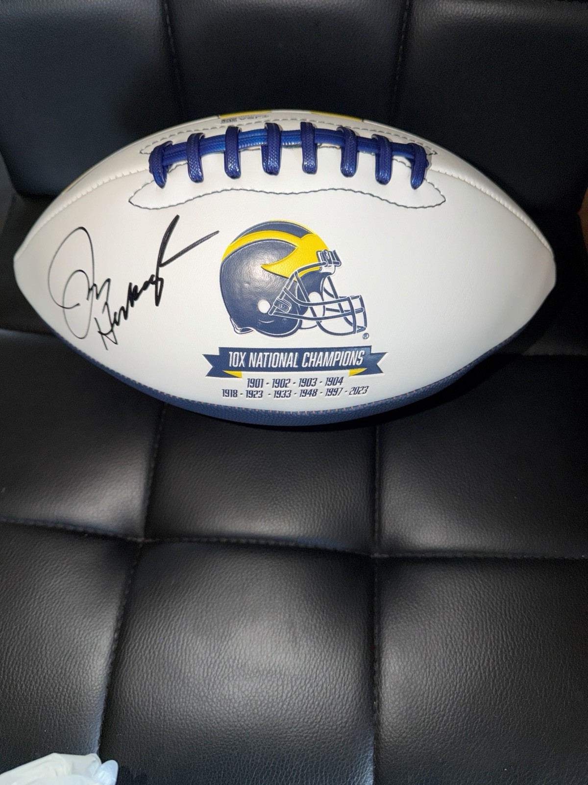 Jim Harbaugh Autographed Signed Michigan Wolverines LOGO FOOTBALL HEAD COACH JSA 
