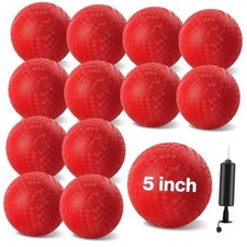 12 Pcs Dodgeballs 5 Inch Playground Ball Kickball Inflatable Rubber Red