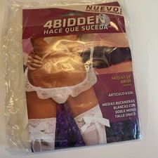 Brand New White Thigh High Stockings With Ruffle And Bow Leg One Size