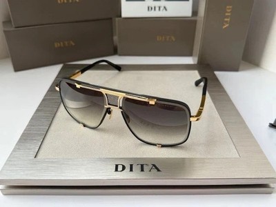 DITA Mach Five DRX2087 Matte Black Gold Sunglasses Grey Gradient Lens Unisex