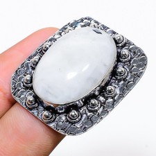 Rainbow Moonstone Gemstone Handmade 925 Sterling Silver Jewelry Ring Size 8 J930