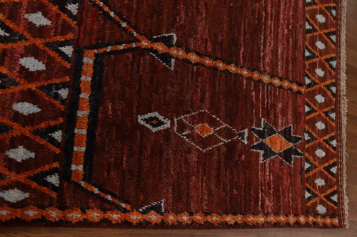 Alfombra oriental marroquí geométrica 7x10 pies lana anudada a mano para sala de estar - Imagen 15 de 21