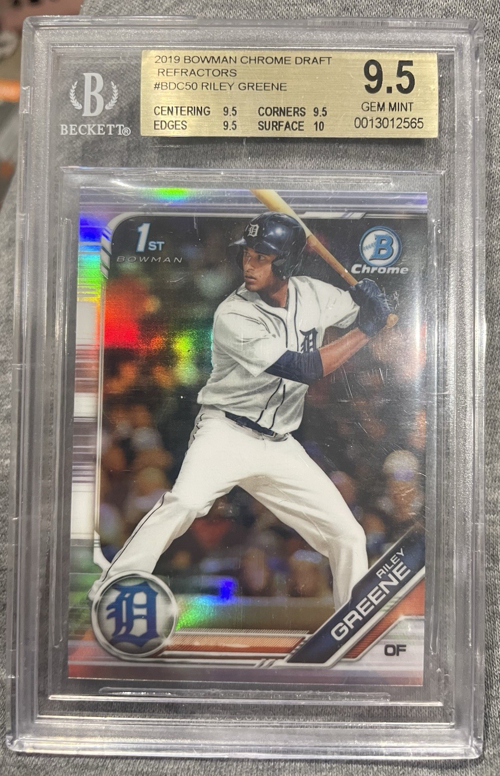 2019 Bowman Chrome Draft RILEY GREENE #BDC50 Refractor GEM MINT BGS 9.5