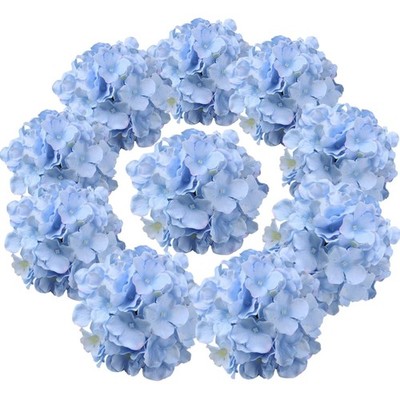 Silk Hydrangea Heads Artificial Flowers Heads with Stems for Home Wedding Dec...