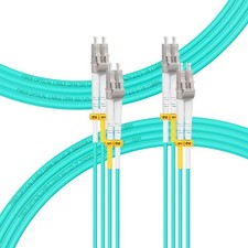 - 5M-2Pack OM4 LC to LC Fiber Patch Cable, MM Multi Mode Fiber Optic Cable, M...