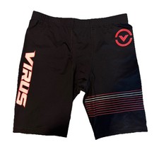 Mens Virus Bodybuilding Spandex Half Tights Compression Shorts Black Red XL