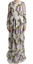 Dolce & Gabbana White Floral Embroidered Maxi Women's Dress Authentic