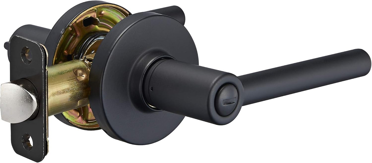 Amazon Basics Contemporary Madison Door Lever - Privacy - 1 Pack, Matte Black