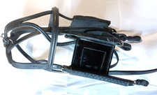 Driving Headstall Bridle Black, Nice Quality Leather, Patent Blinkers